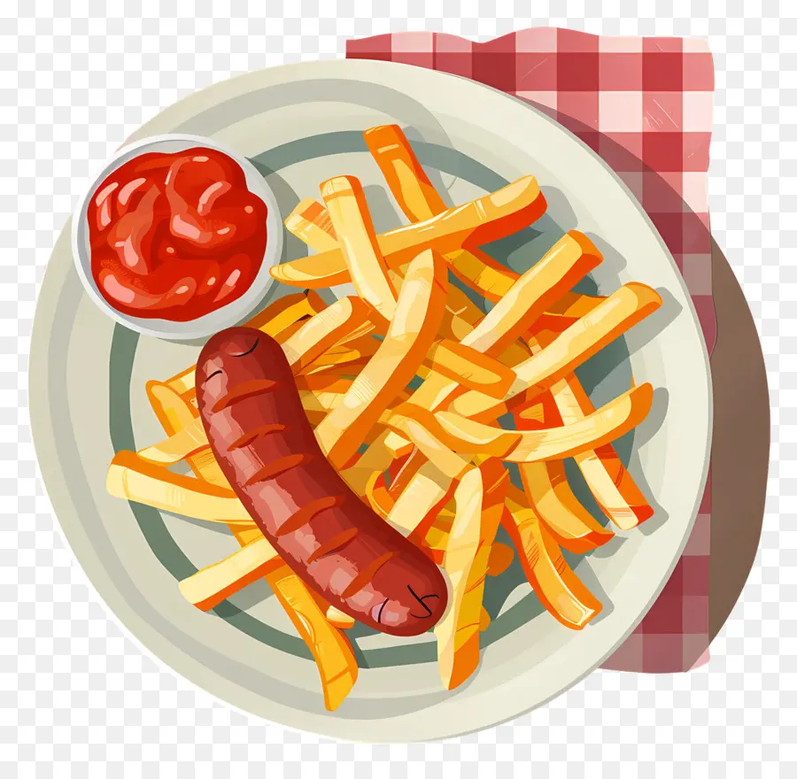 Salchipapa，Salchichas Y Papas Fritas PNG