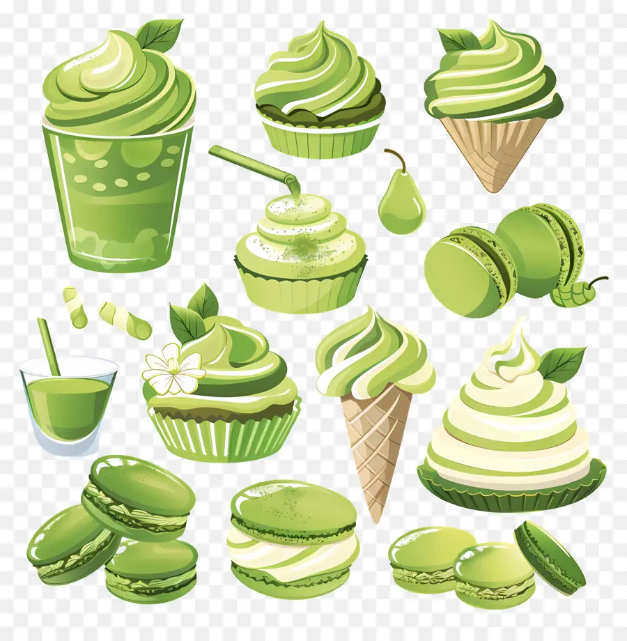 Postres Matcha，Magdalenas Verdes PNG