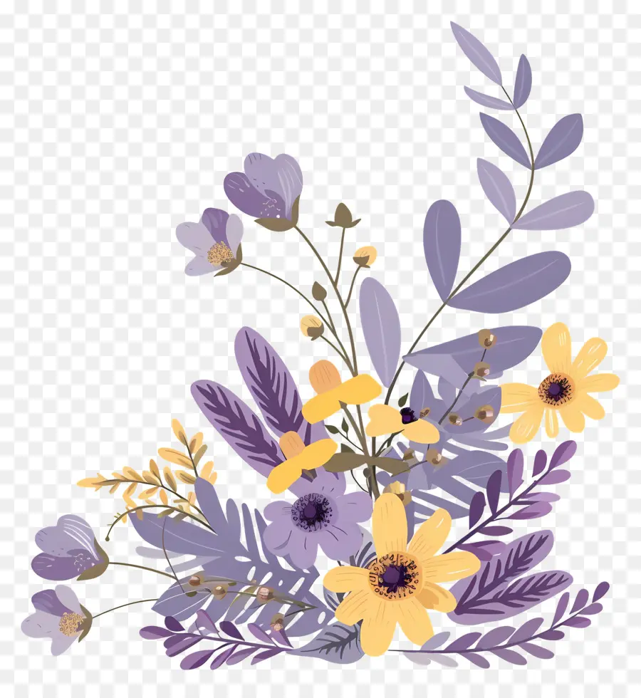 Rincón De Flores，Arreglo Floral Morado Y Amarillo PNG