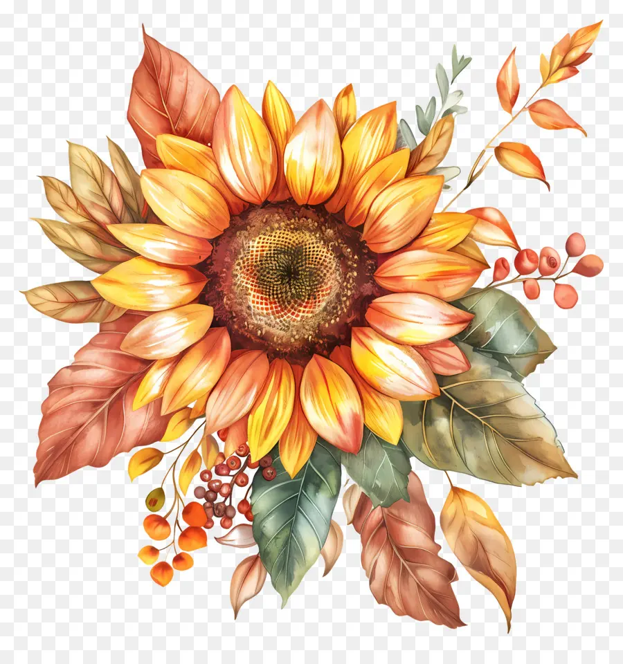 Flores De Otoño，Girasoles PNG