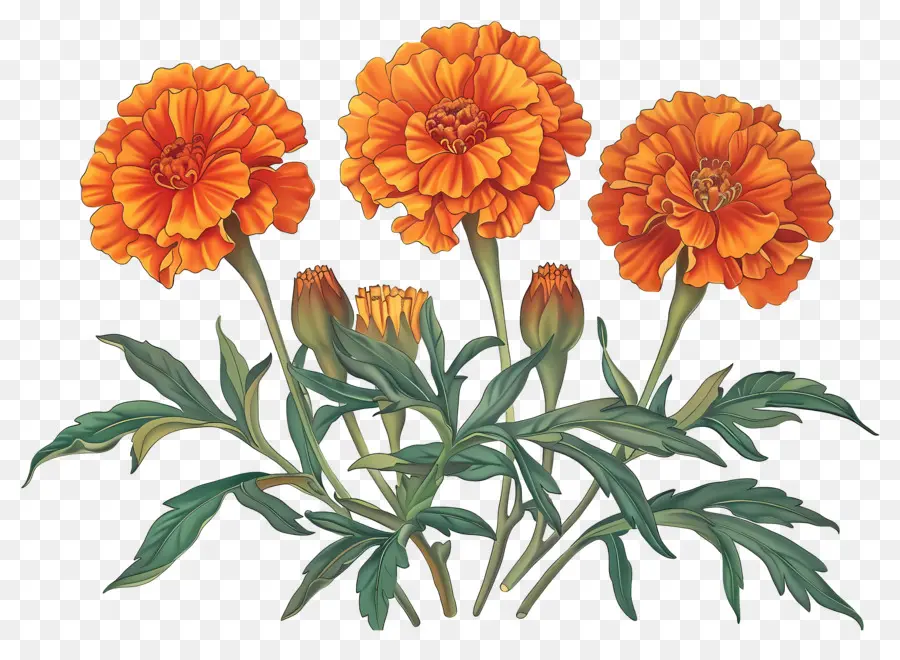 Flores De Caléndula，Flores Naranjas PNG