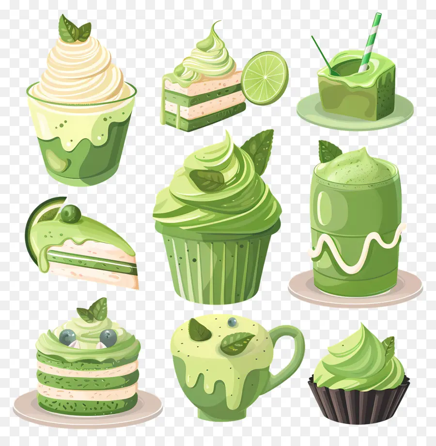 Postres De Matcha，Magdalenas Verdes PNG