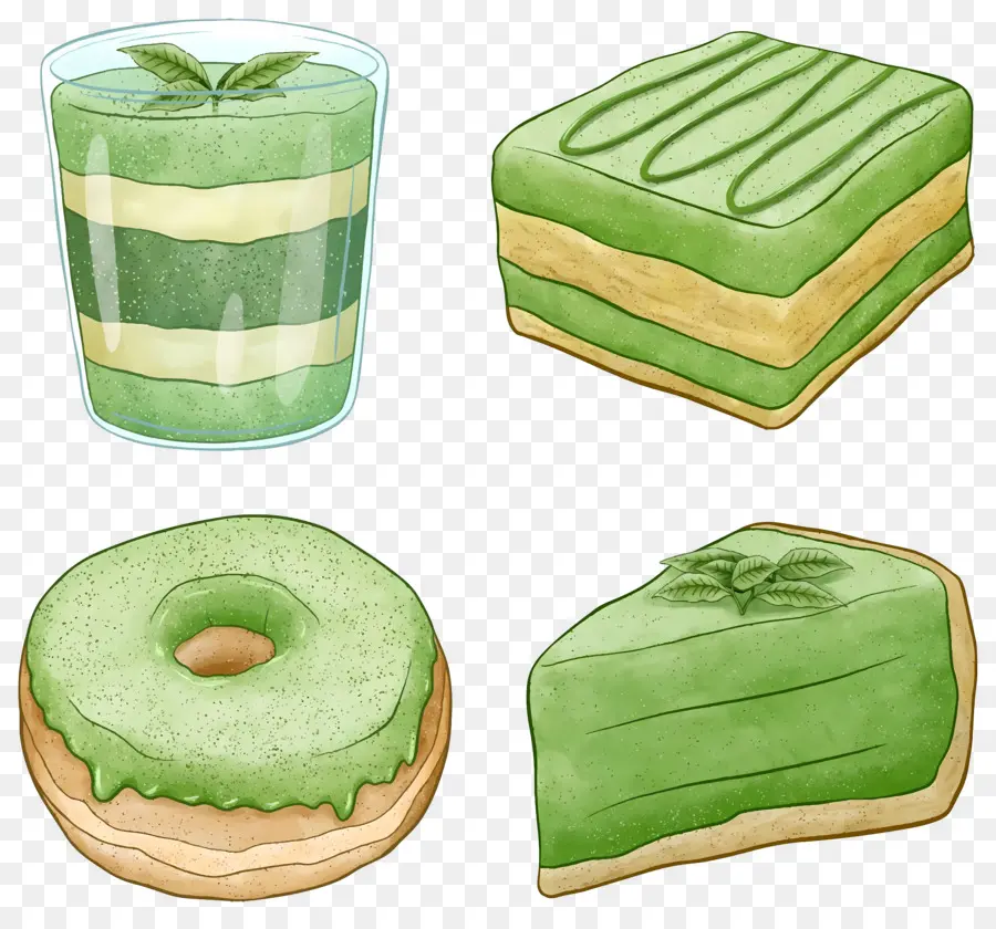 Postre Matcha，Pasteles Verdes PNG