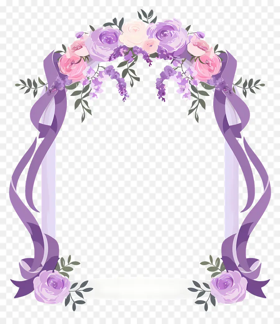 Arco De Boda，Marco Floral Morado PNG