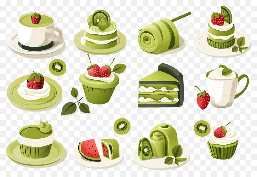 Postre Matcha，Magdalenas Verdes PNG