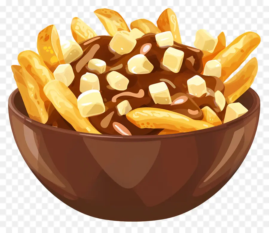 Poutine，Papas Fritas En Un Bol PNG