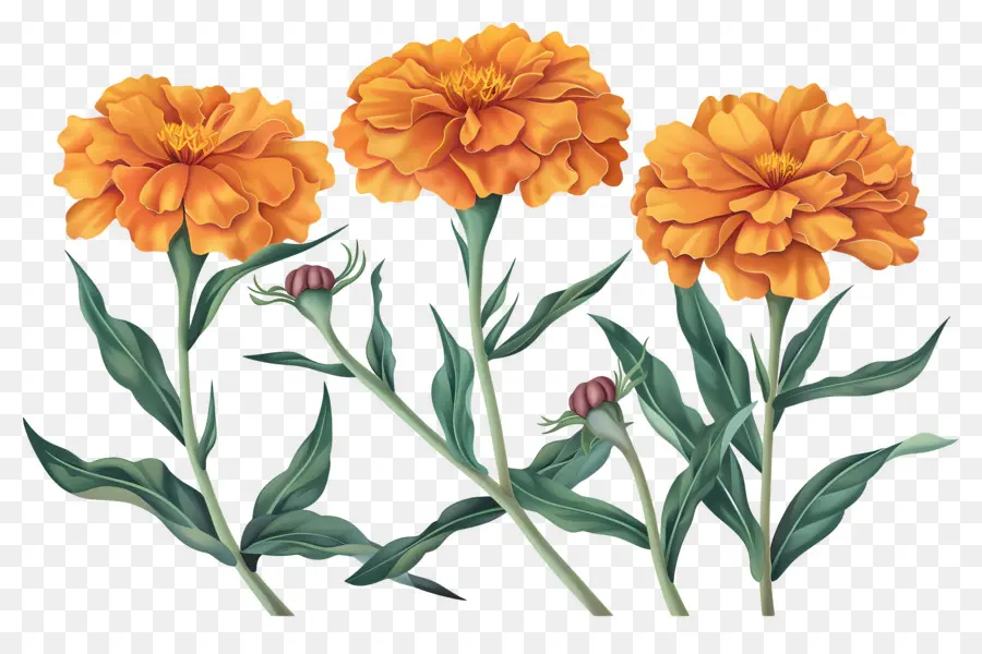 Flores De Caléndula，Caléndulas Naranjas PNG