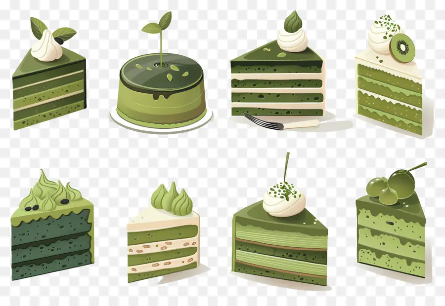 Postre Matcha，Tortas Verdes PNG