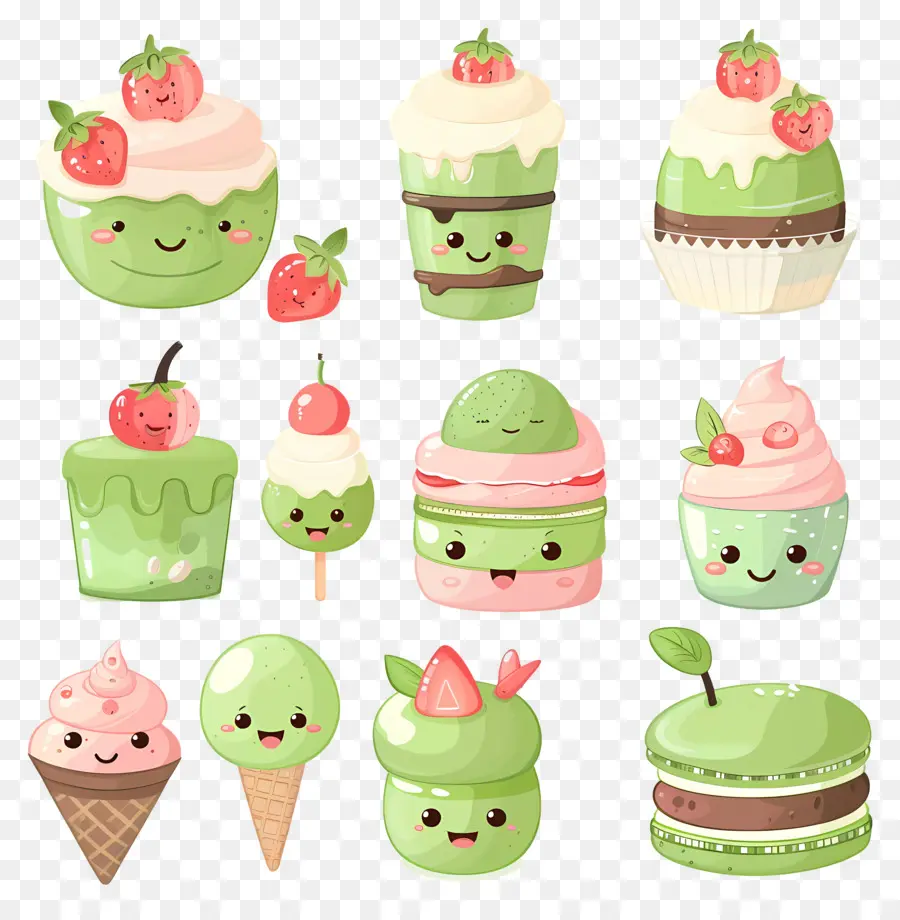 Postre Matcha，Lindos Postres Verdes PNG