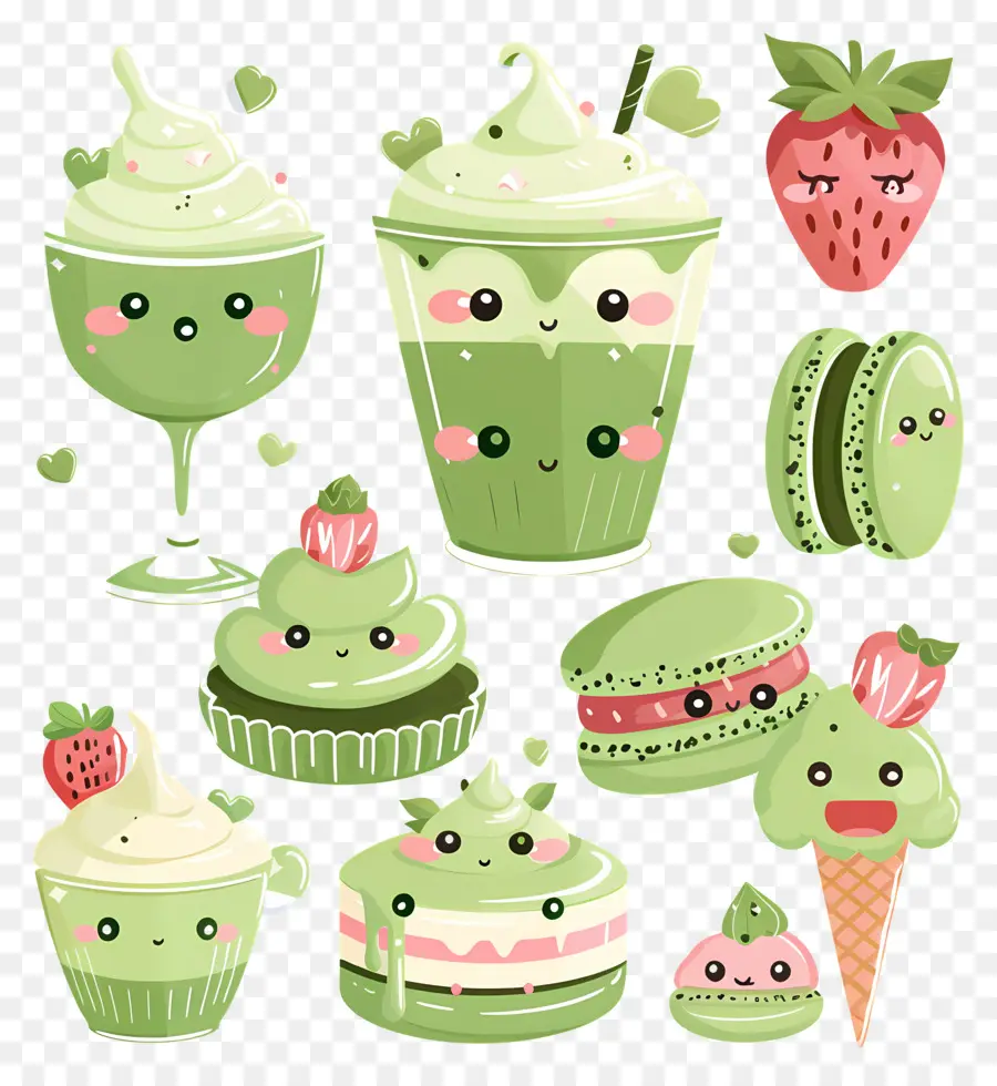 Postre Matcha，Lindos Postres Verdes PNG