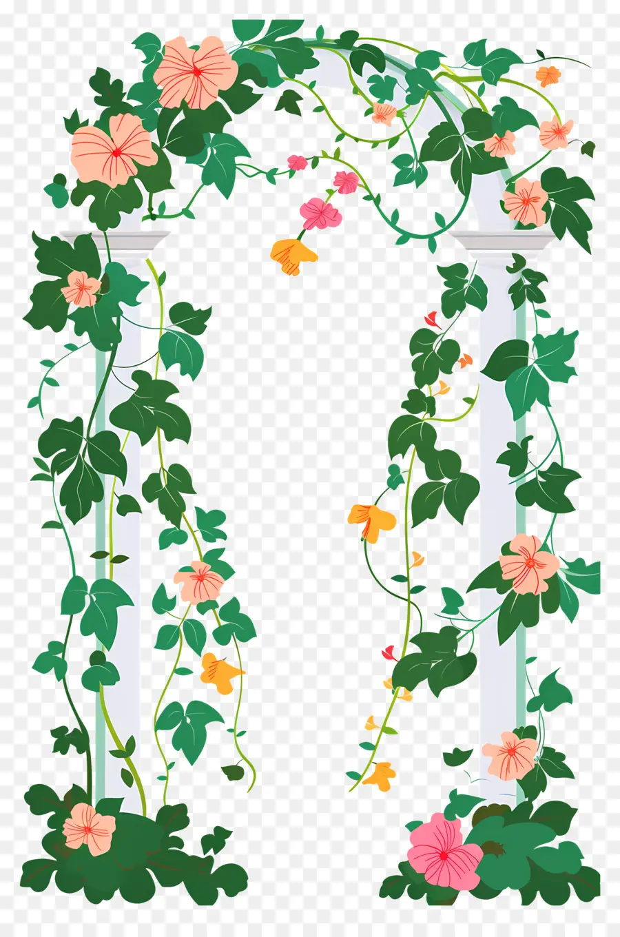 Arco De Flores，Arco Floral Con Flores Rosas Y Naranjas PNG