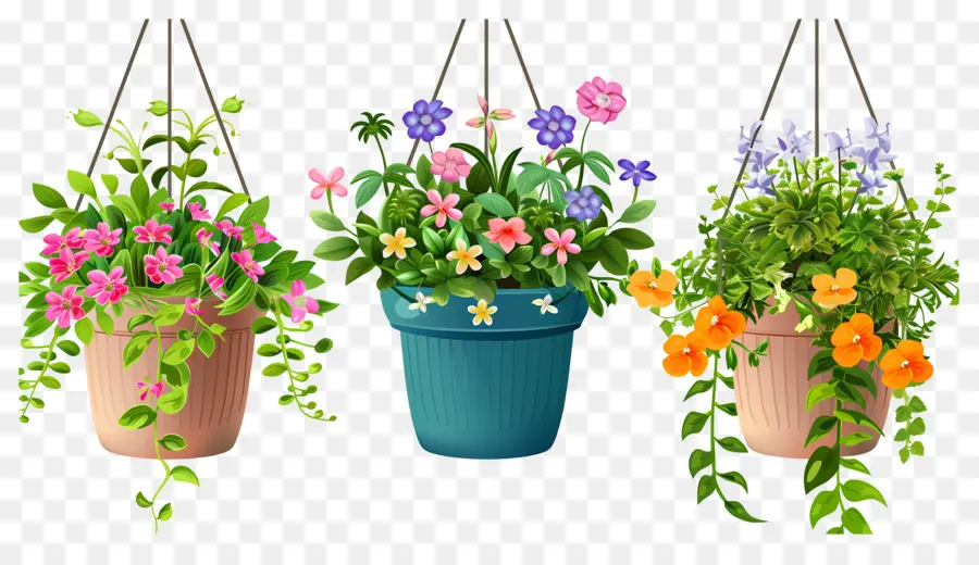 Flores Colgantes，Macetas Colgantes PNG