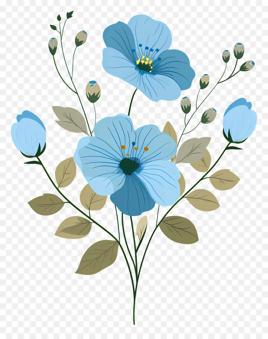 Flores Azules，Ramo PNG