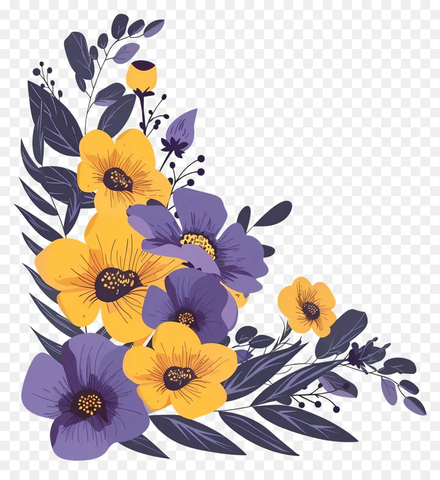 Rincón De Flores，Arreglo Floral Morado Y Amarillo PNG