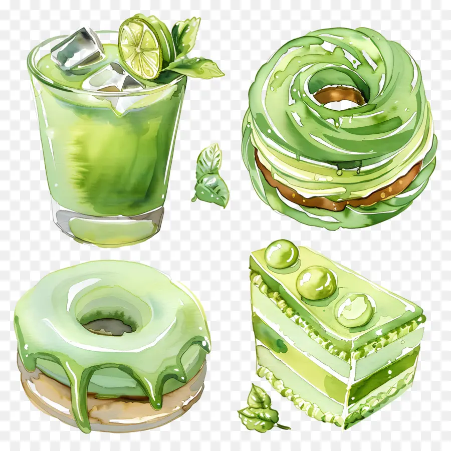 Postres Matcha，Postres Verdes PNG