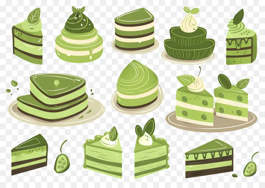 Postre Matcha，Tortas Verdes PNG