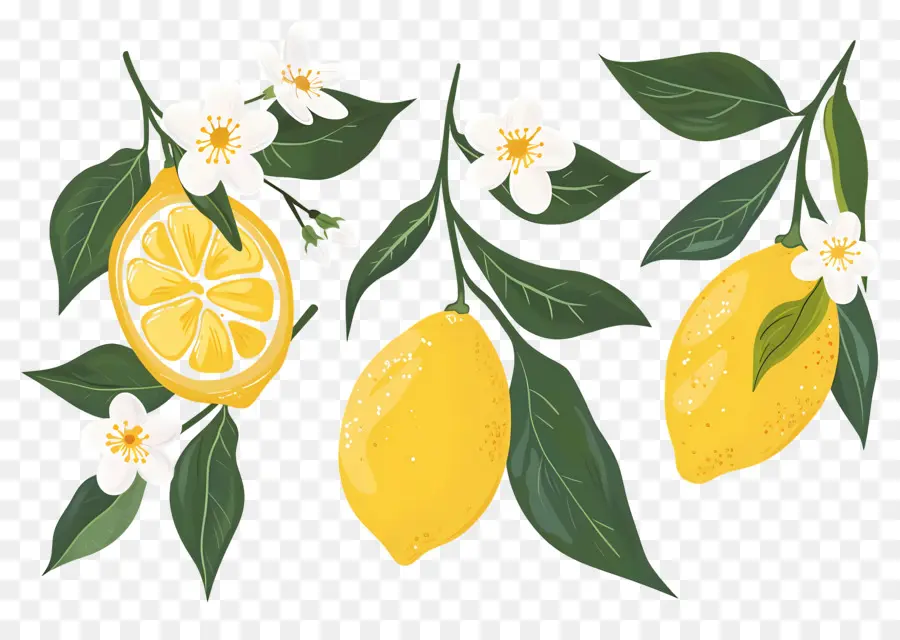 Limones，Limon Y Flores PNG