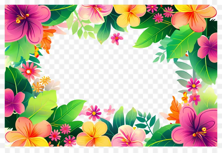 Marco Floral，Marco Floral Colorido PNG