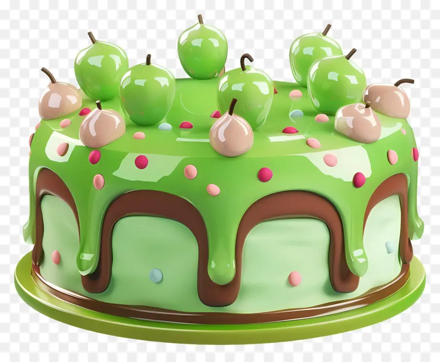 Pastel 3d，Pastel Verde PNG