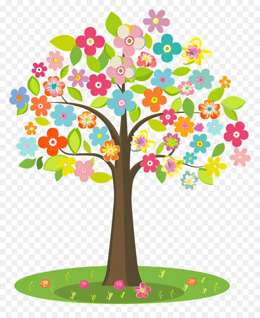 árbol De Flores，árbol Colorido PNG