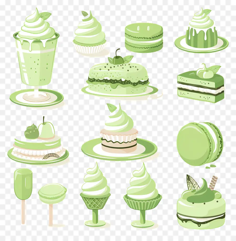 Postres Matcha，Magdalenas Verdes PNG