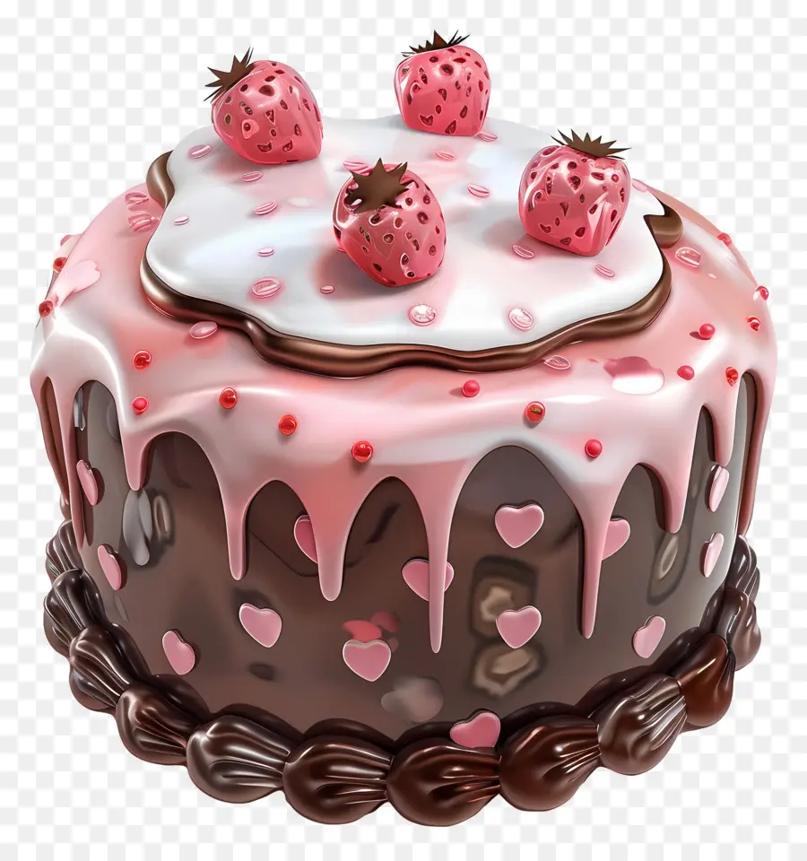 Pastel 3d，Pastel De Chocolate Rosa PNG