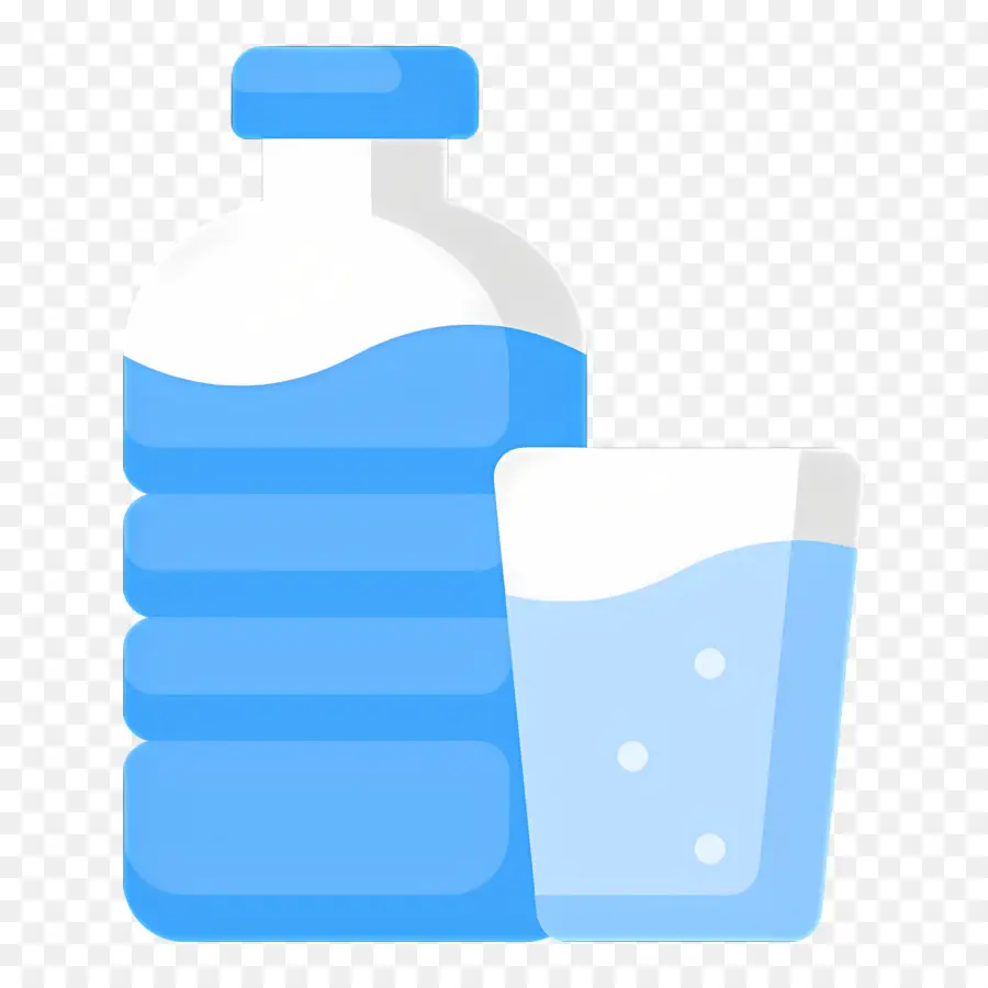 Agua Mineral，Botella De Agua Y Vaso PNG