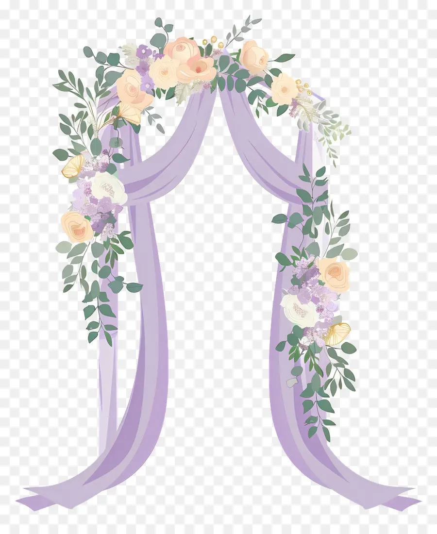 Arco De Boda，Arco Floral Con Cortinas PNG