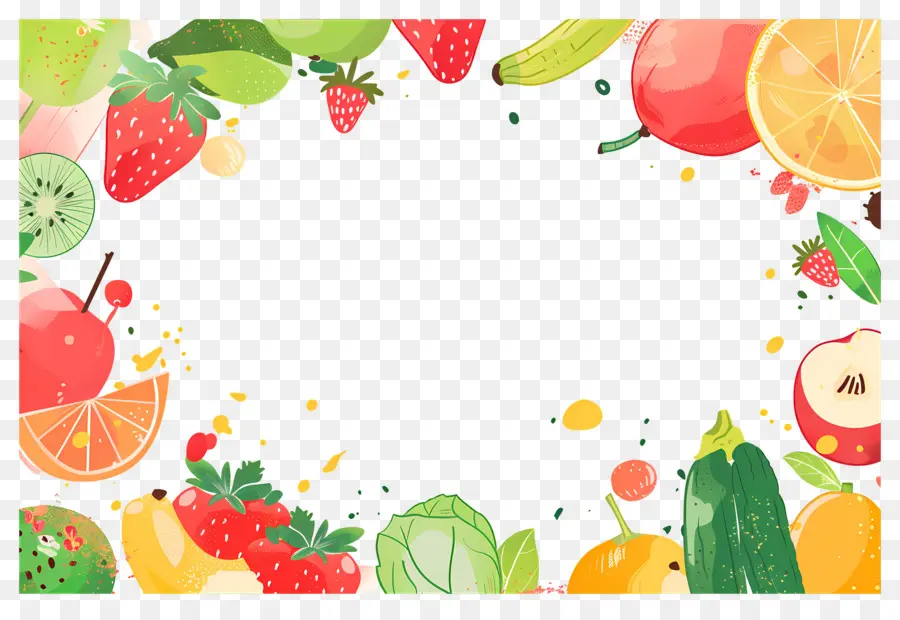 Fondo De Comida，Marco De Frutas PNG