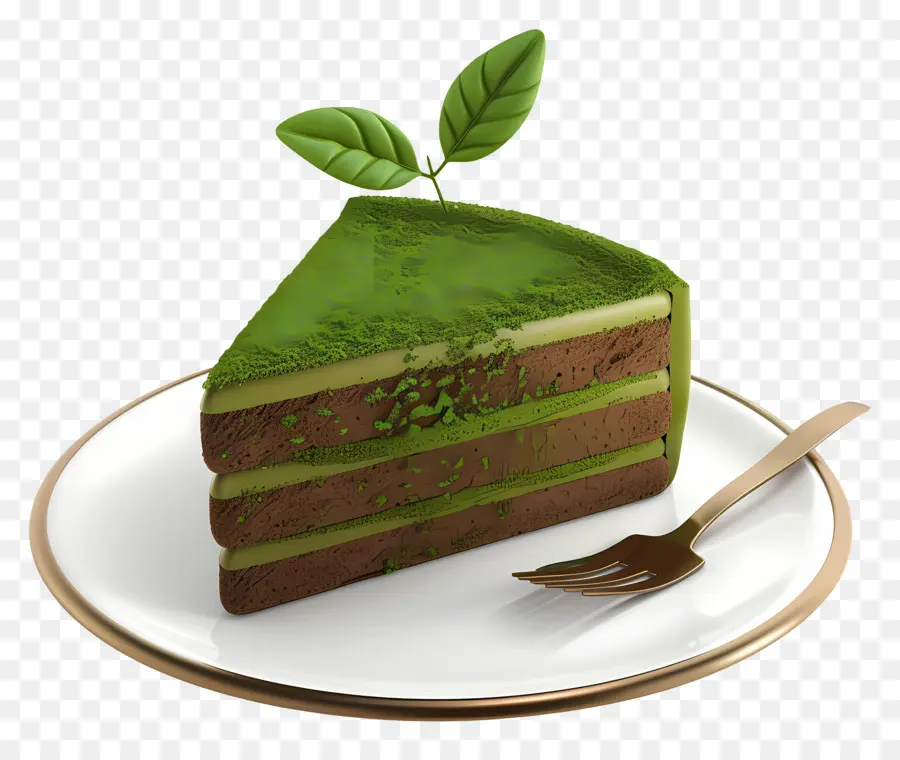 Pastel 3d，Rebanada De Pastel De Chocolate Verde PNG