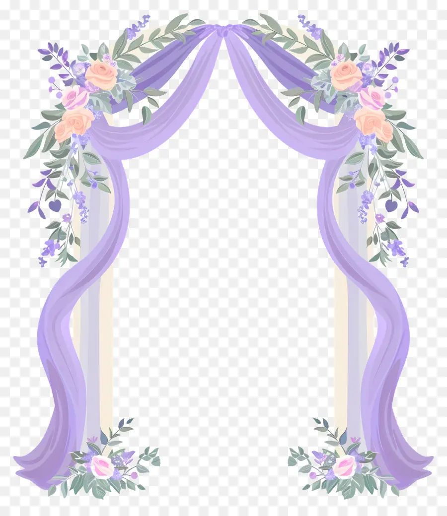 Arco De Boda，Arco Floral Con Cortinas PNG