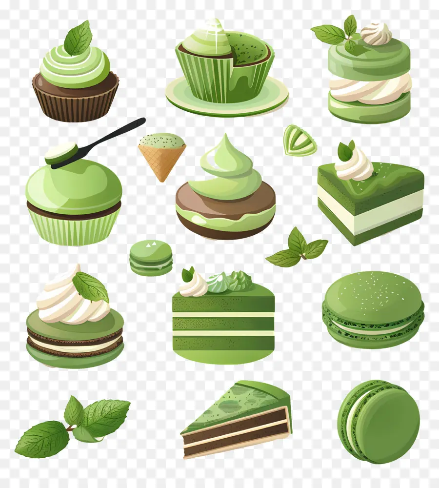 Postres Matcha，Pasteles Verdes PNG