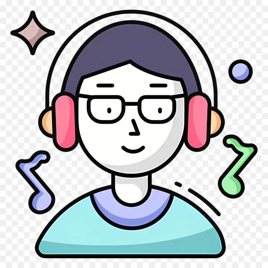 Escuchando Musica，Persona Con Auriculares PNG