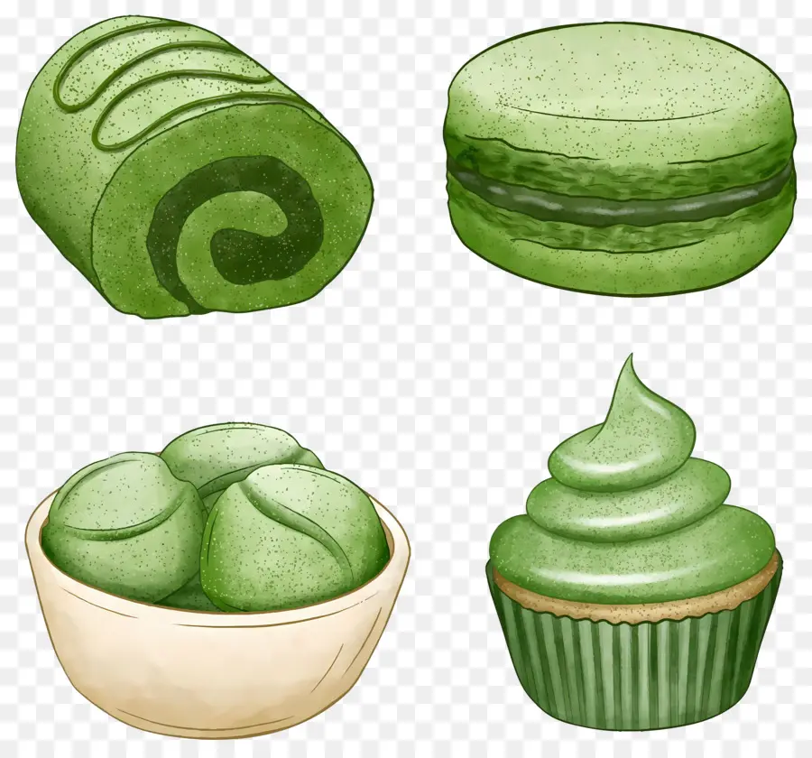 Postre Matcha，Dulces Verdes PNG