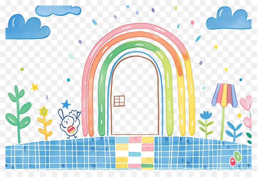 Lindo Marco，Arco Iris Y Puerta PNG