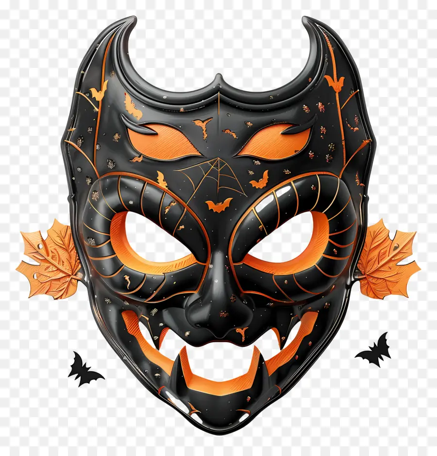 Máscara De Halloween，Mascarilla Negra Y Naranja PNG