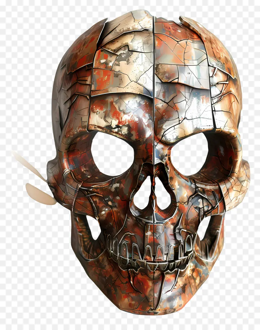 Máscara De Halloween，Máscara De Calavera Agrietada PNG