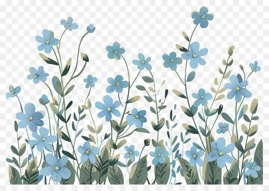 Arbusto De Flores，Plantas Verdes Con Flores Azules PNG