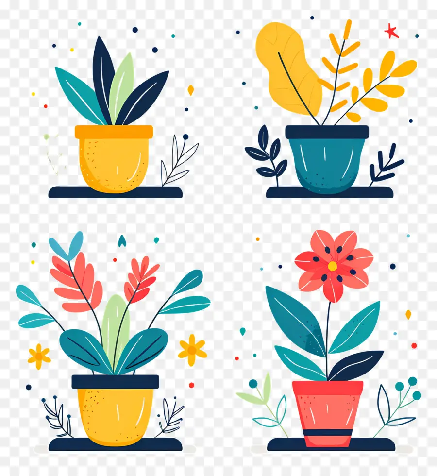 Plantas En Macetas，Plantas En Macetas Coloridas PNG