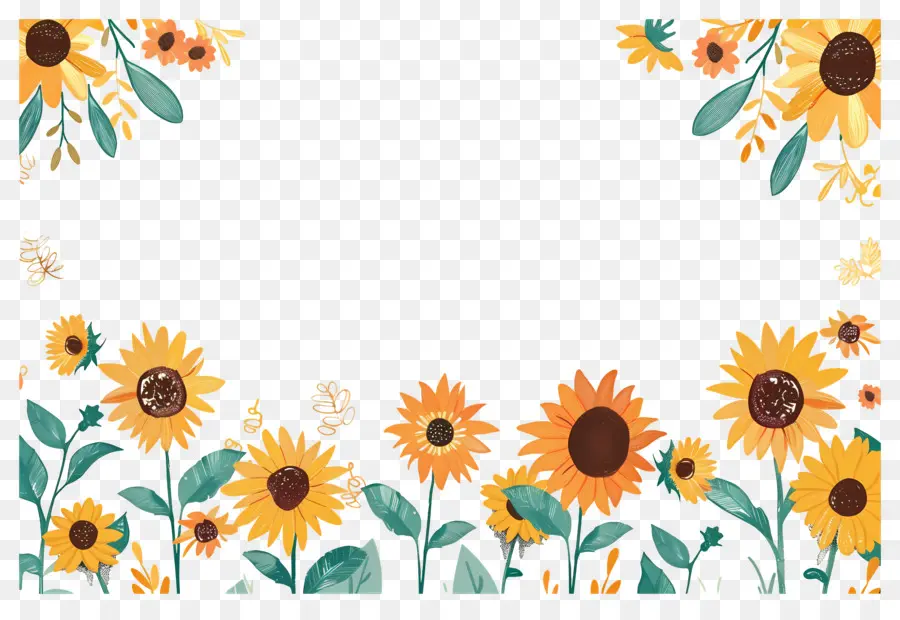 Marco De Girasoles，Girasoles Y Margaritas PNG