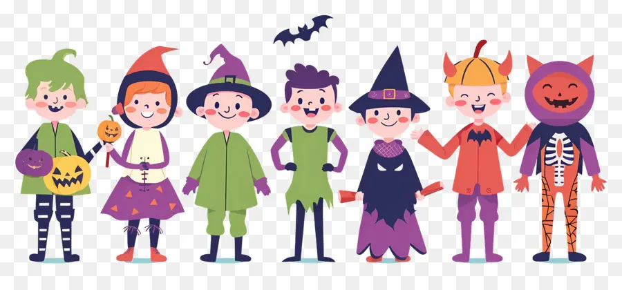 Niños De Halloween，Niños Con Disfraces De Halloween PNG