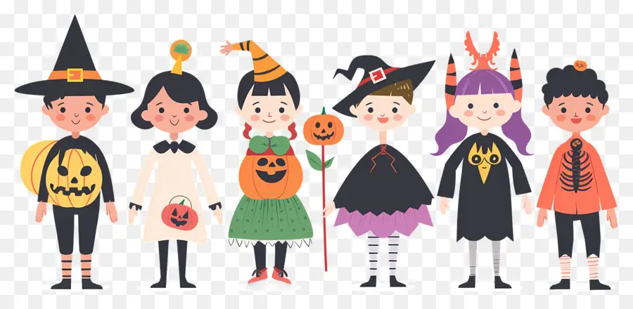 Niños De Halloween，Niños Con Disfraces De Halloween PNG