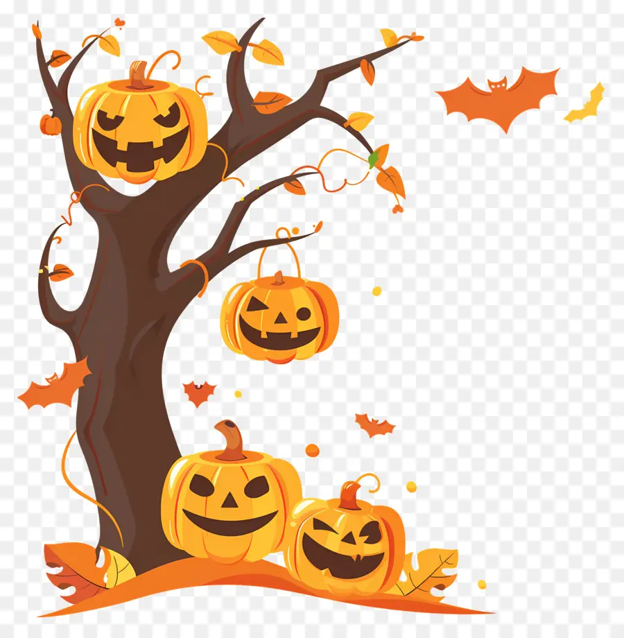 árbol De Halloween，Calabazas De Halloween PNG