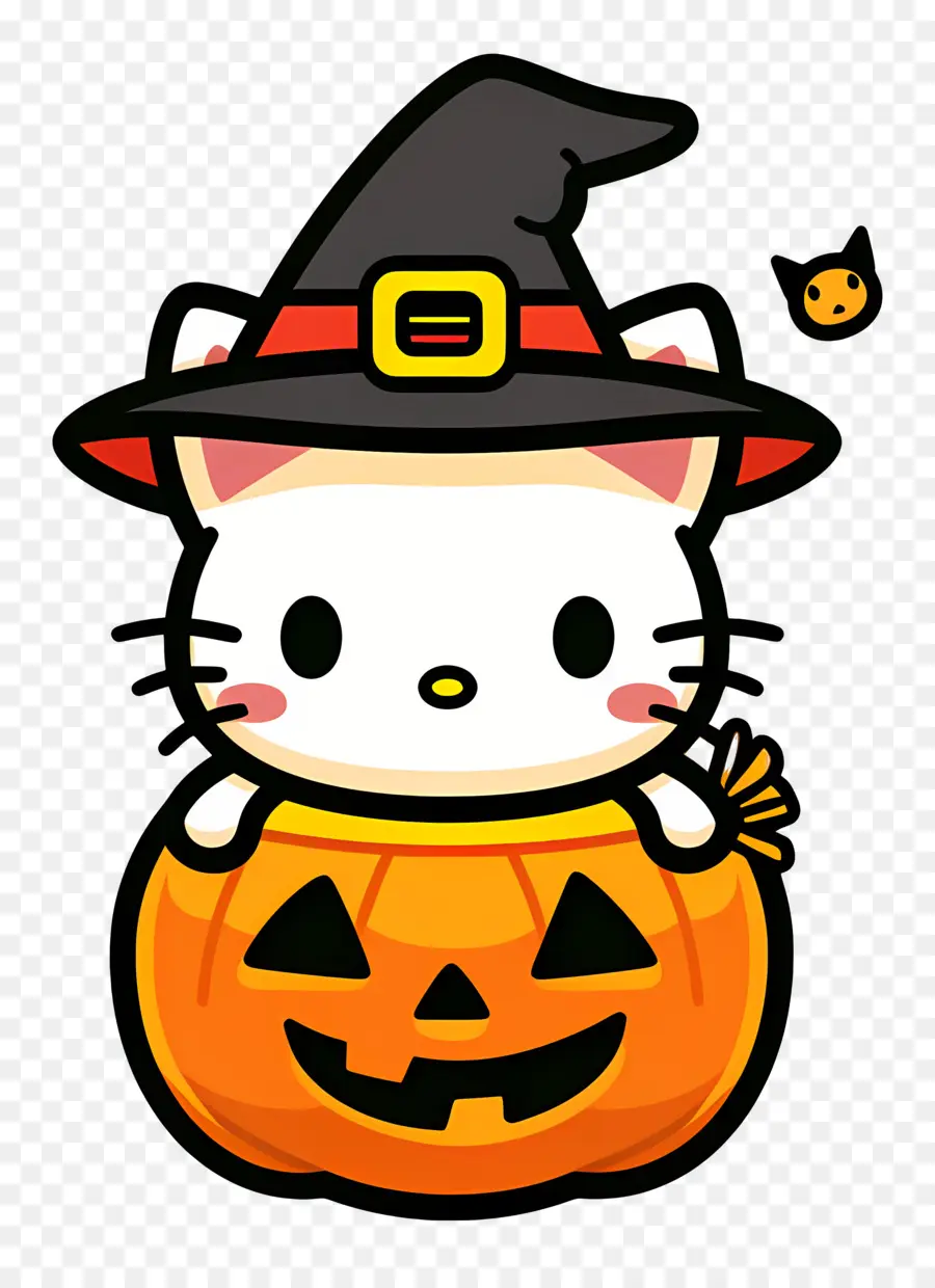 Hola Gatito Halloween，Gato Con Calabaza PNG