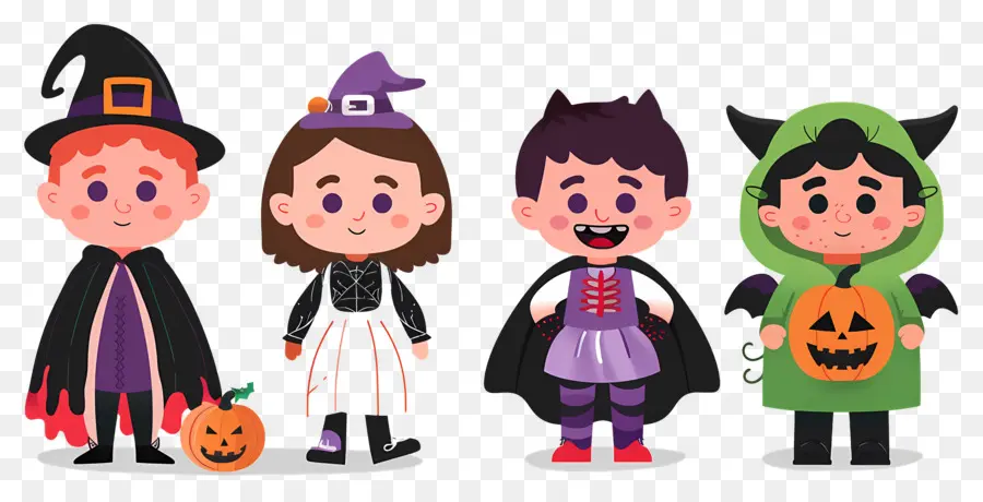 Niños De Halloween，Niños Con Disfraces De Halloween PNG