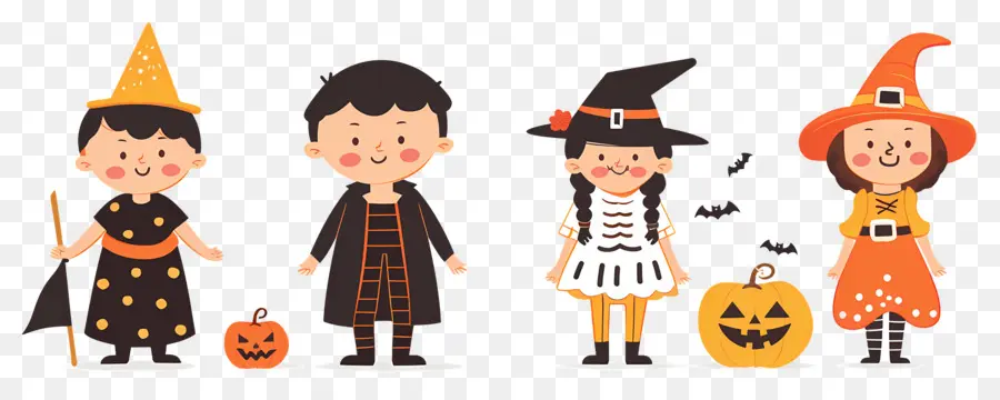 Niños De Halloween，Niños Disfrazados PNG