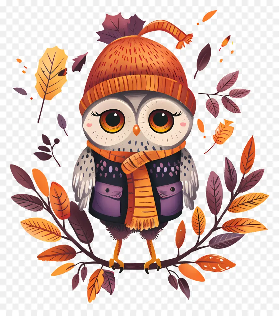 Búho De Otoño，Búho Con Gorro PNG