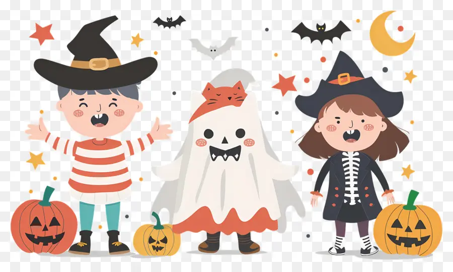 Niños De Halloween，Niños Con Disfraces De Halloween PNG