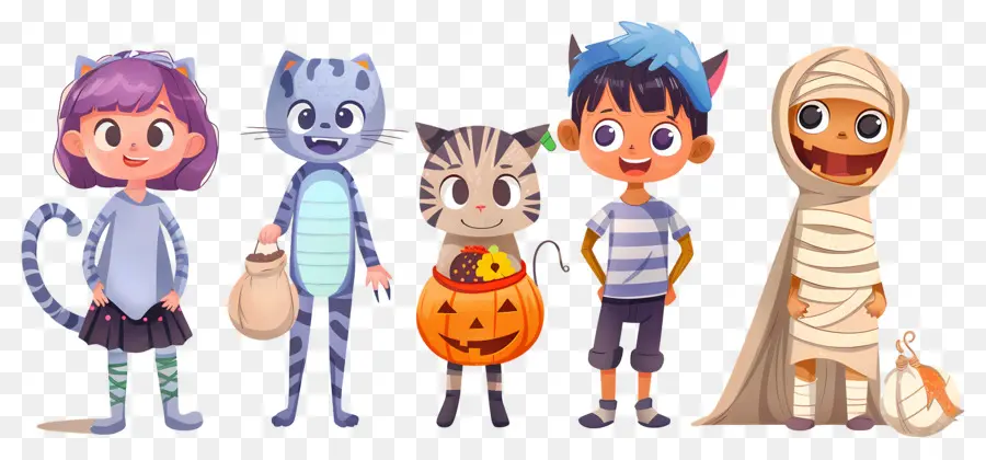 Niños De Halloween，Niños Con Disfraces De Halloween PNG