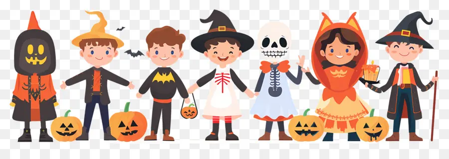 Niños De Halloween，Niños Con Disfraces De Halloween PNG